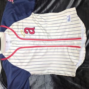 Men Los Angeles Angels Size Large Striped Baseball Shirt